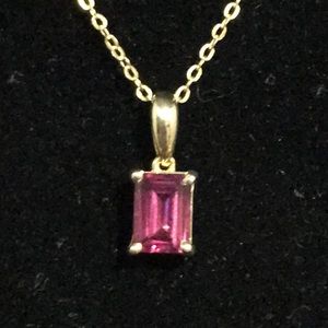Necklace - YG Plated Sterling Silver - Pink Topaz